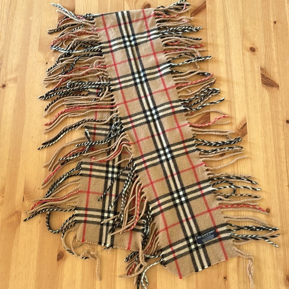 Burberry Cashmere Nova Check Fringe Scarf Brown - Picture 2 of 5